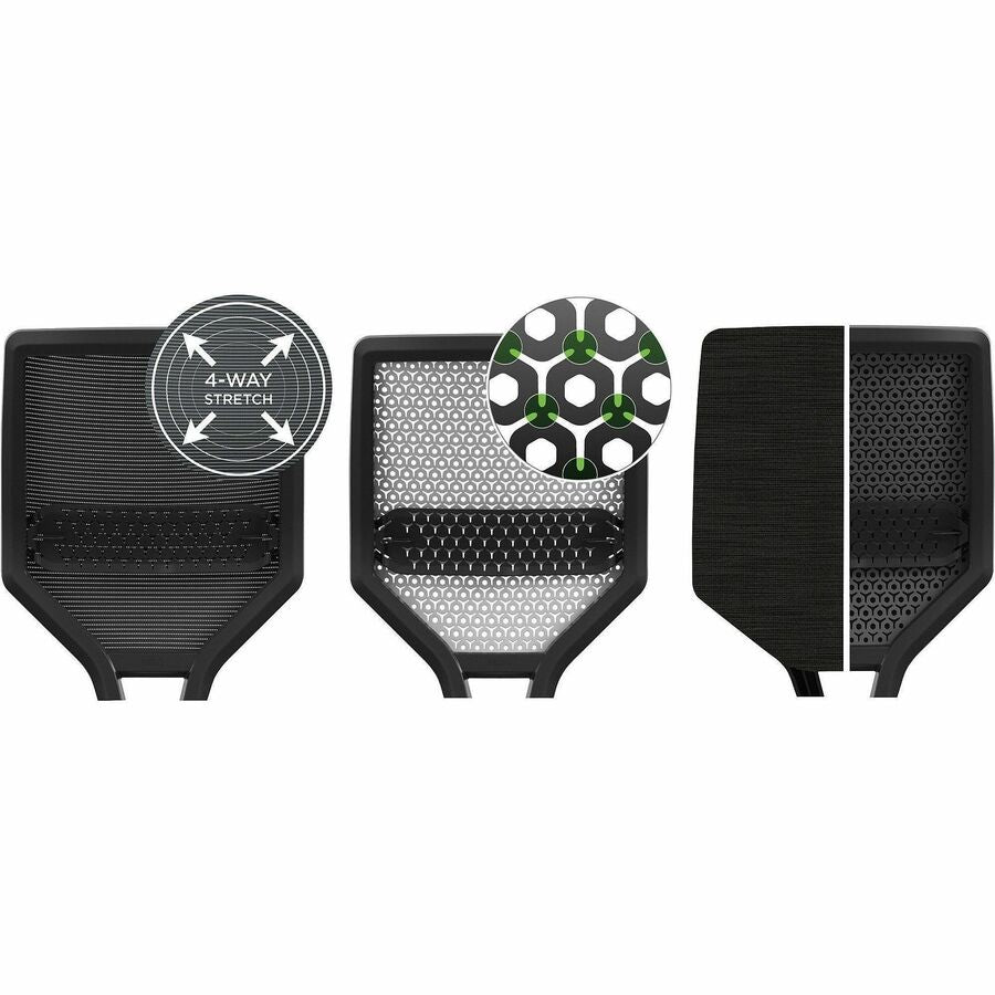 HON Solve Chair, Mid Back, Fabric Seat, Mesh Back, Black Frame, Adjustable Arms, Ink Color, 1 Each