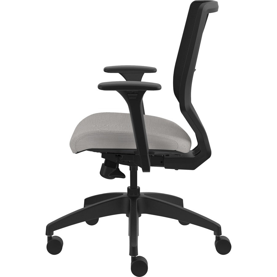HON Solve Chair - Fabric Seat Material - Black Back Color - Mesh Back Material - Black Frame Color - Mid Back - Sterling - 1 Each