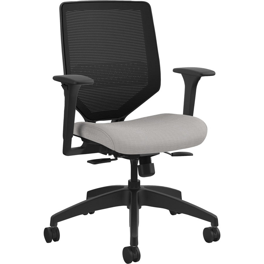 HON Solve Chair - Fabric Seat Material - Black Back Color - Mesh Back Material - Black Frame Color - Mid Back - Sterling - 1 Each
