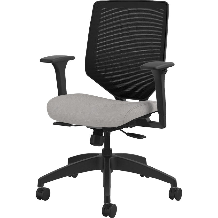 HON Solve Chair - Fabric Seat Material - Black Back Color - Mesh Back Material - Black Frame Color - Mid Back - Sterling - 1 Each