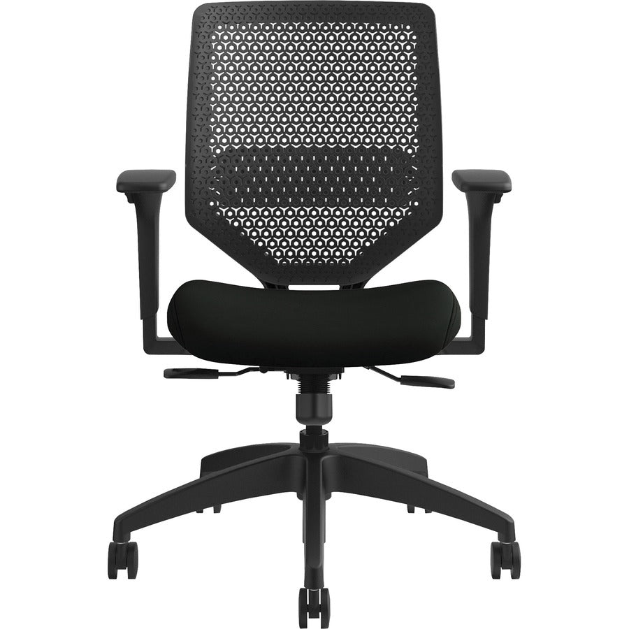 HON Solve Chair - Black Seat Color - Vinyl Seat Material - Charcoal Back Color - Black Frame Color - Mid Back - Black - 1 Each