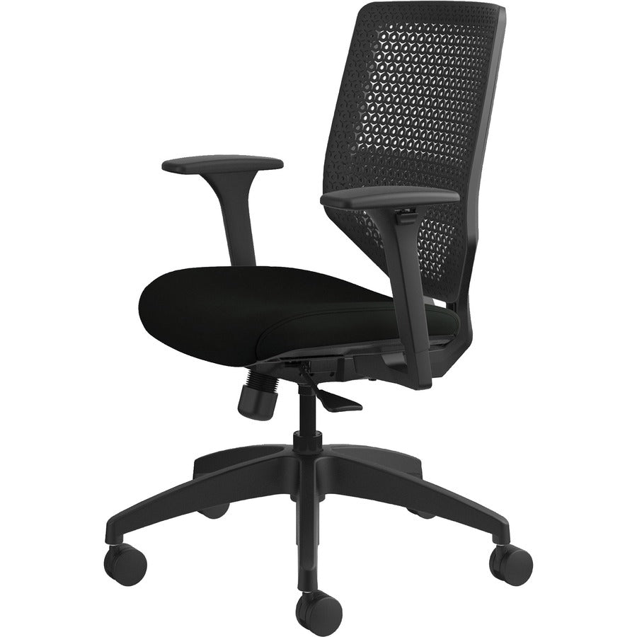 HON Solve Chair - Black Seat Color - Vinyl Seat Material - Charcoal Back Color - Black Frame Color - Mid Back - Black - 1 Each