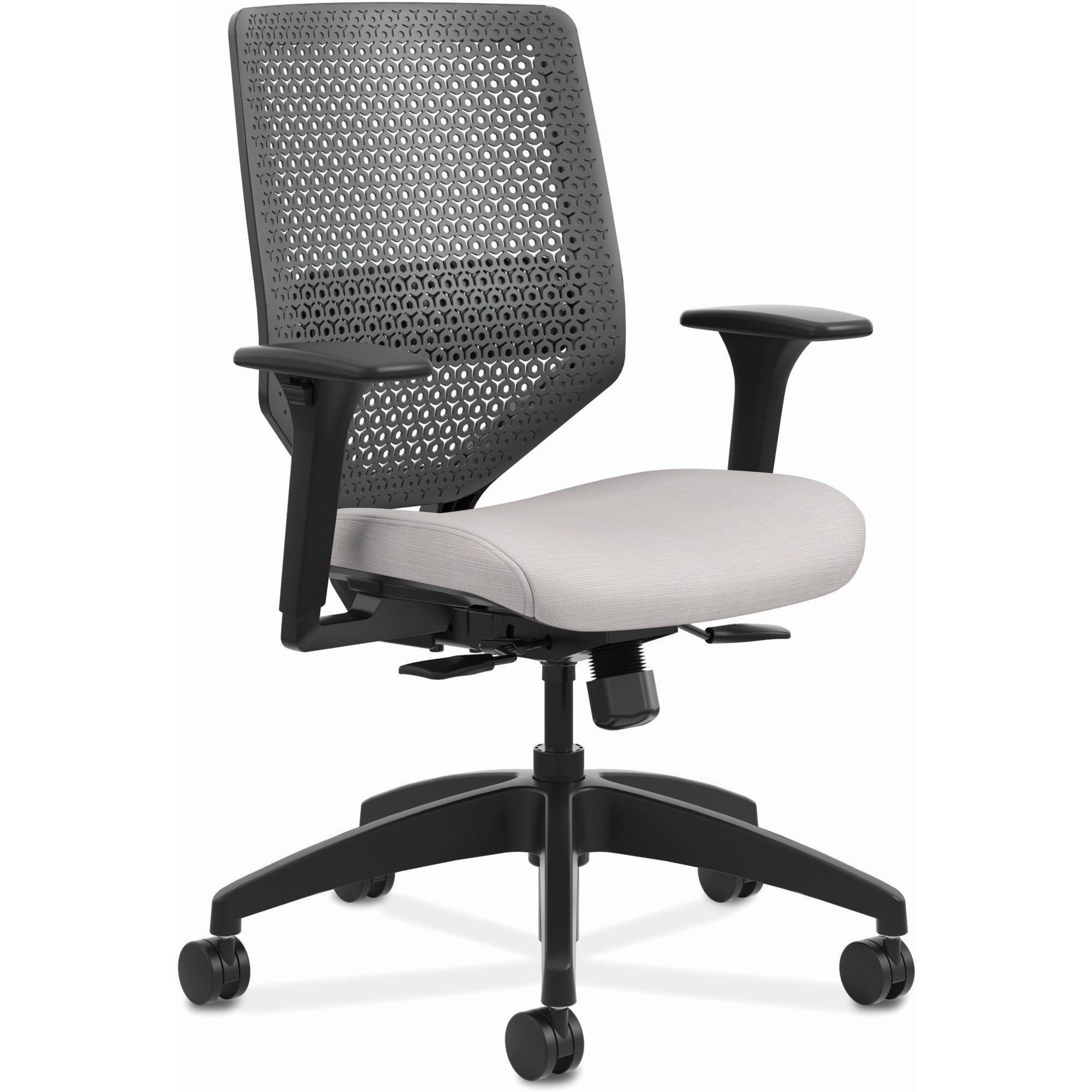 HON Solve Chair - Fabric Seat Material - Charcoal Back Color - Black Frame Color - Mid Back - Sterling - 1 Each