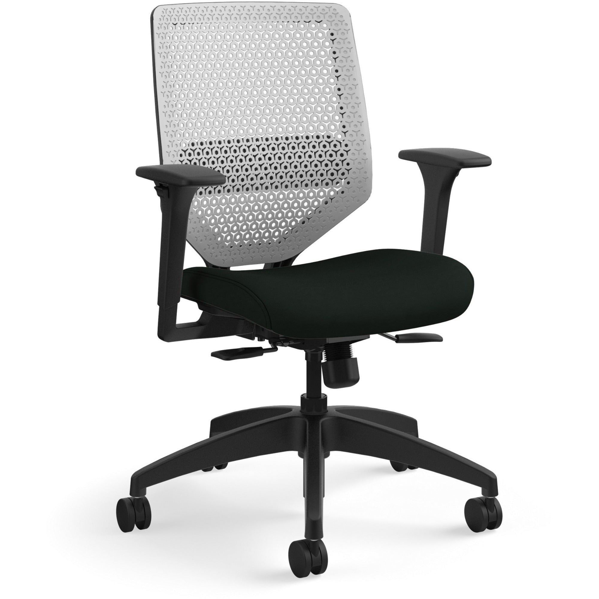 HON Solve Chair - Black Seat Color - Vinyl Seat Material - Titanium Back Color - Black Frame Color - Mid Back - Black - 1 Each