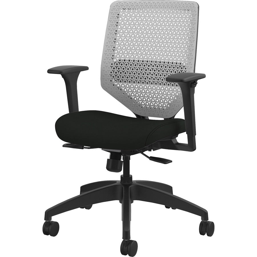 HON Solve Chair - Black Seat Color - Vinyl Seat Material - Titanium Back Color - Black Frame Color - Mid Back - Black - 1 Each