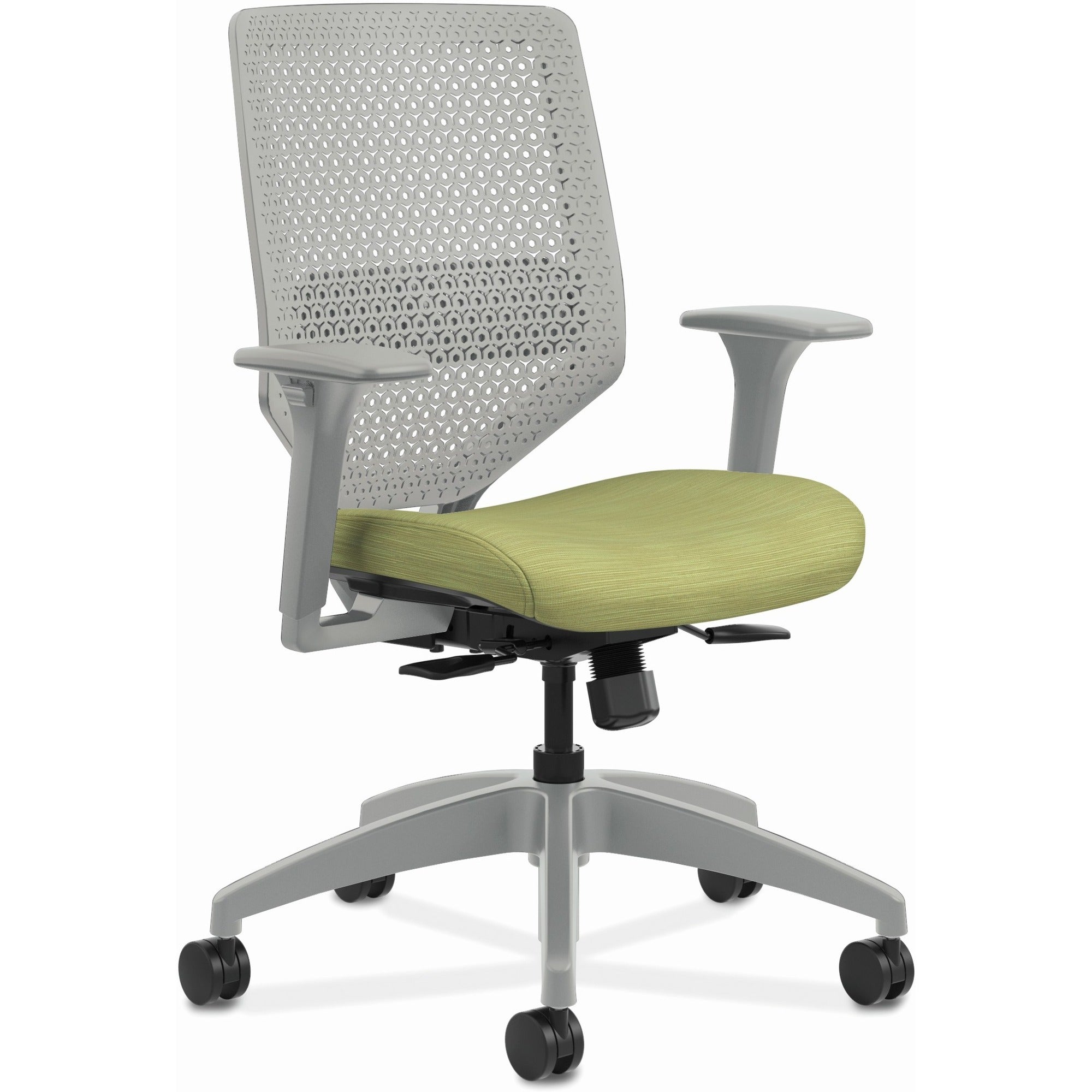 HON Solve Chair - Fabric Seat Material - Titanium Back Color - Black Frame Color - Mid Back - Meadow - 1 Each