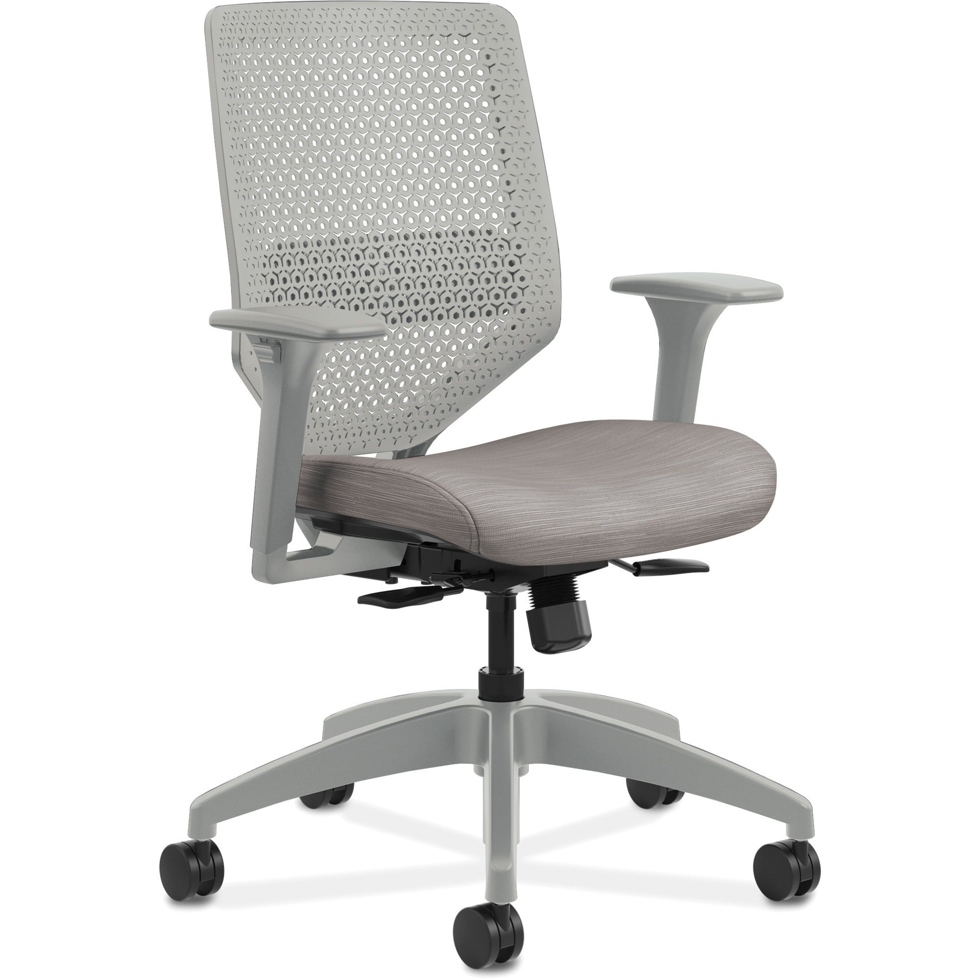 HON Solve Chair - Fabric Seat Material - Titanium Back Color - Black Frame Color - Mid Back - Sterling - 1 Each