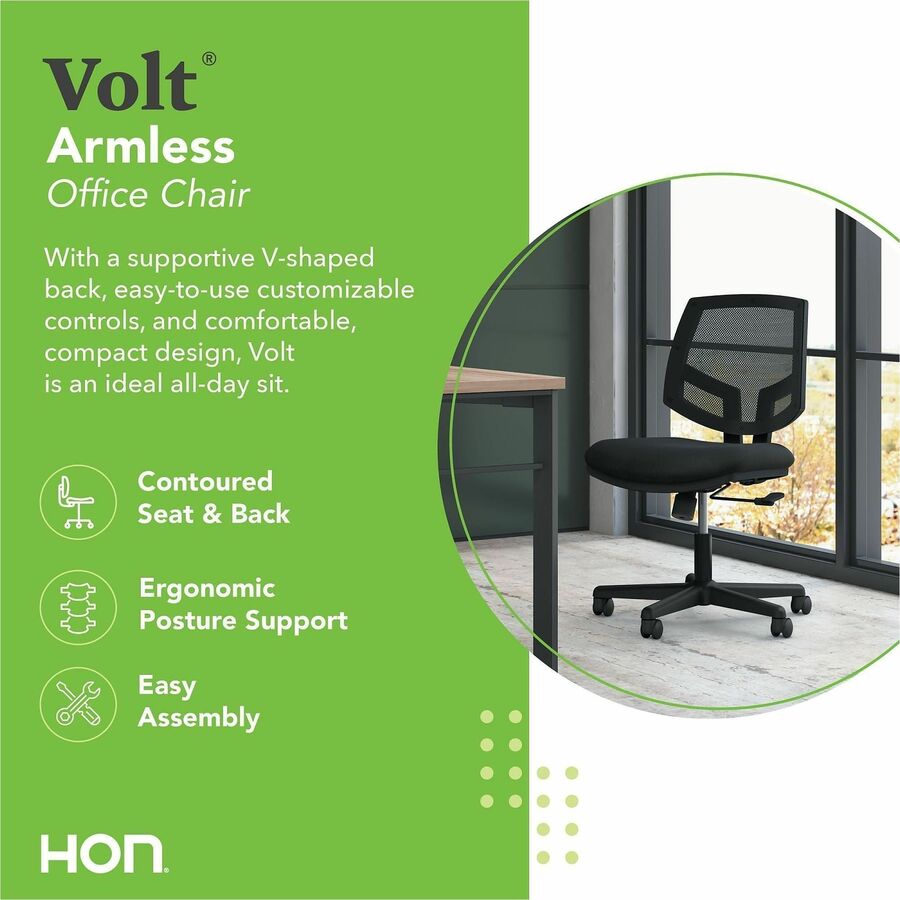 HON Volt Chair, Black Fabric Seat, Black Mesh Back, Black Frame, 1 Each