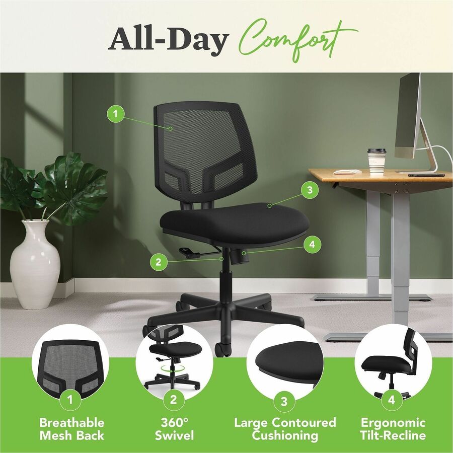 HON Volt Chair, Black Fabric Seat, Black Mesh Back, Black Frame, 1 Each
