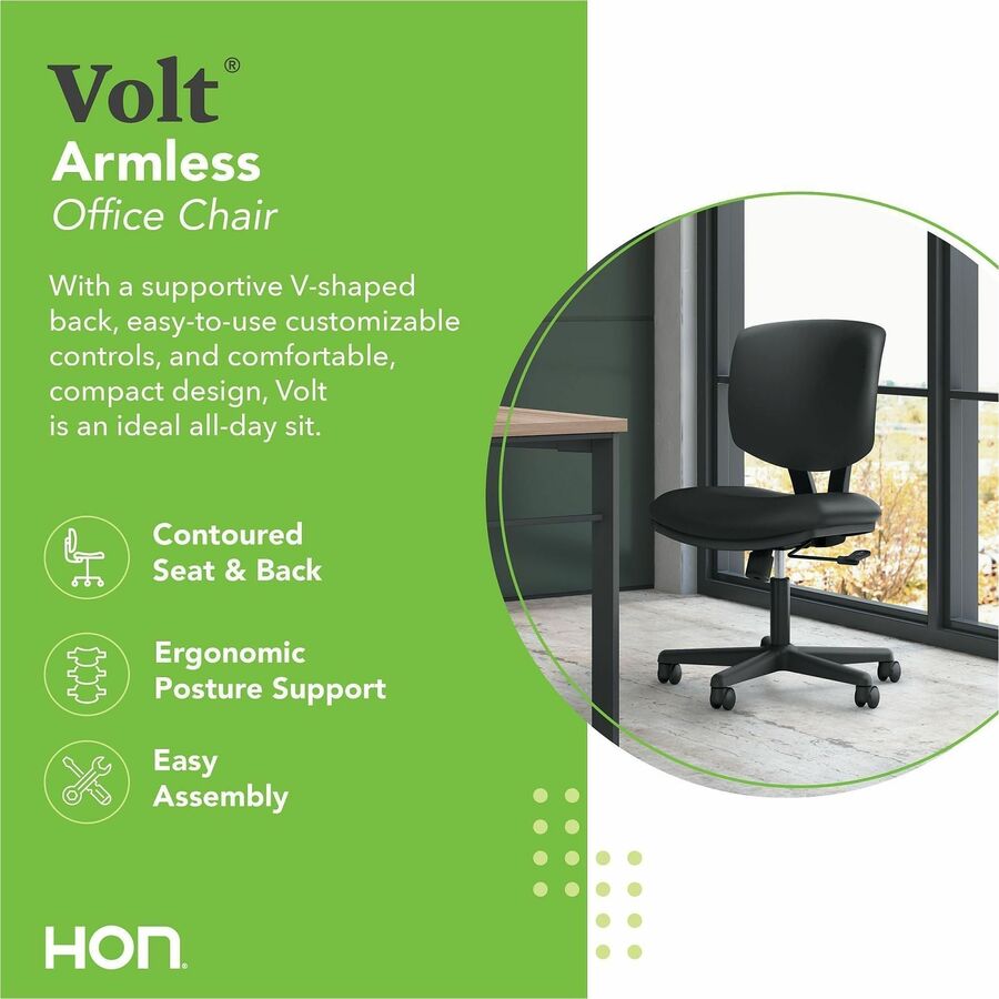 Black Seat Color - Bonded Leather Seat Material - Black Back Color - Bonded Leather Back Material - Black Frame Color - Low Back - 5-star Base - Black - 1 Each