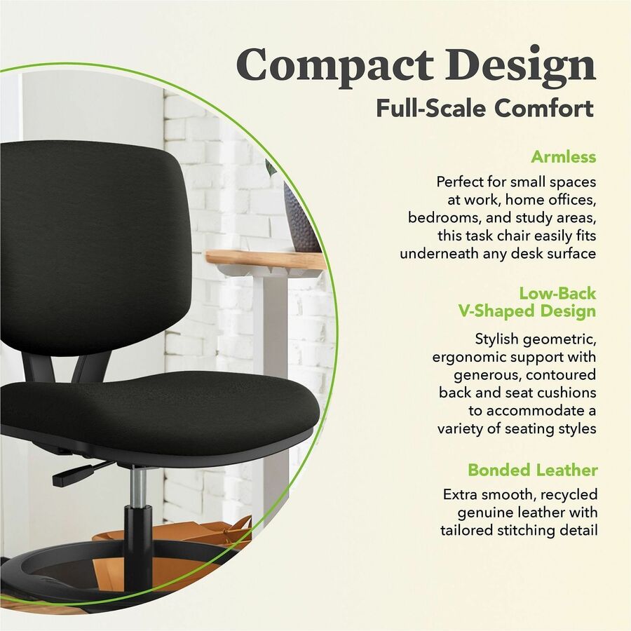 HON Volt Sitting Stool - Black Seat Color - Bonded Leather Seat Material - Black Back Color - Bonded Leather Back Material - Black Frame Color - Black - 1 Each