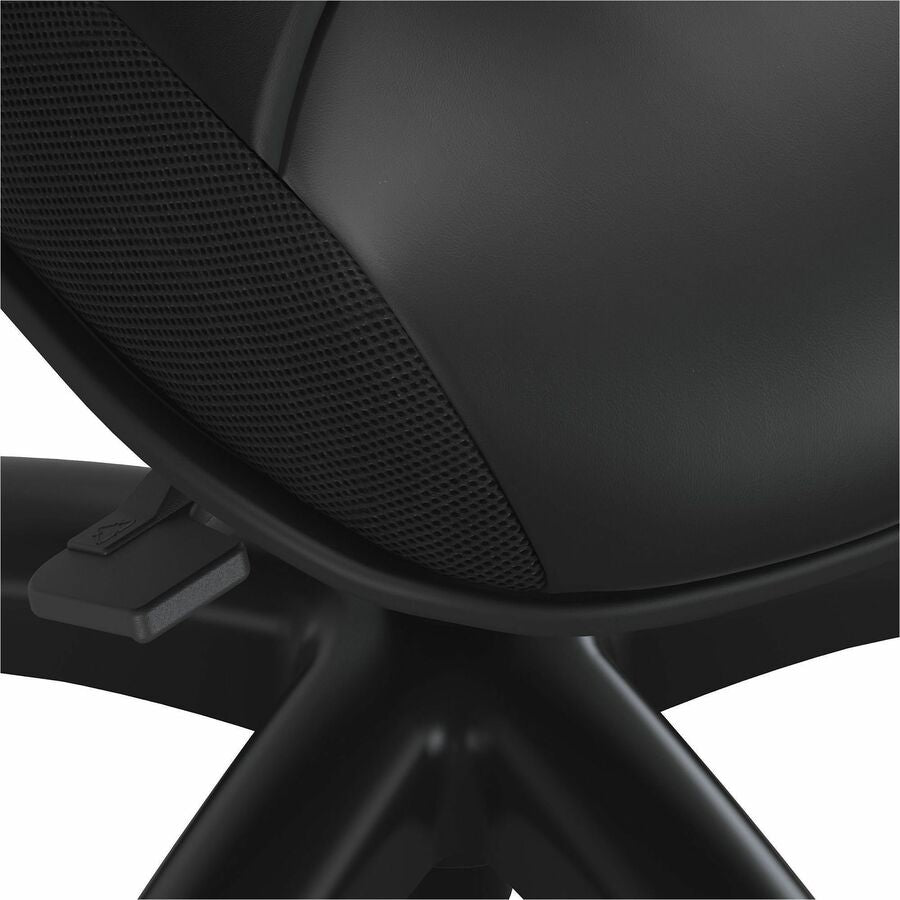HON Wave Chair - Black Seat Color - Bonded Leather Seat Material - Black Back Color - Bonded Leather, Mesh Back Material - Black Frame Color - Reinforced Resin Frame Material - High Back - 5-star Base - Black - 1 Each