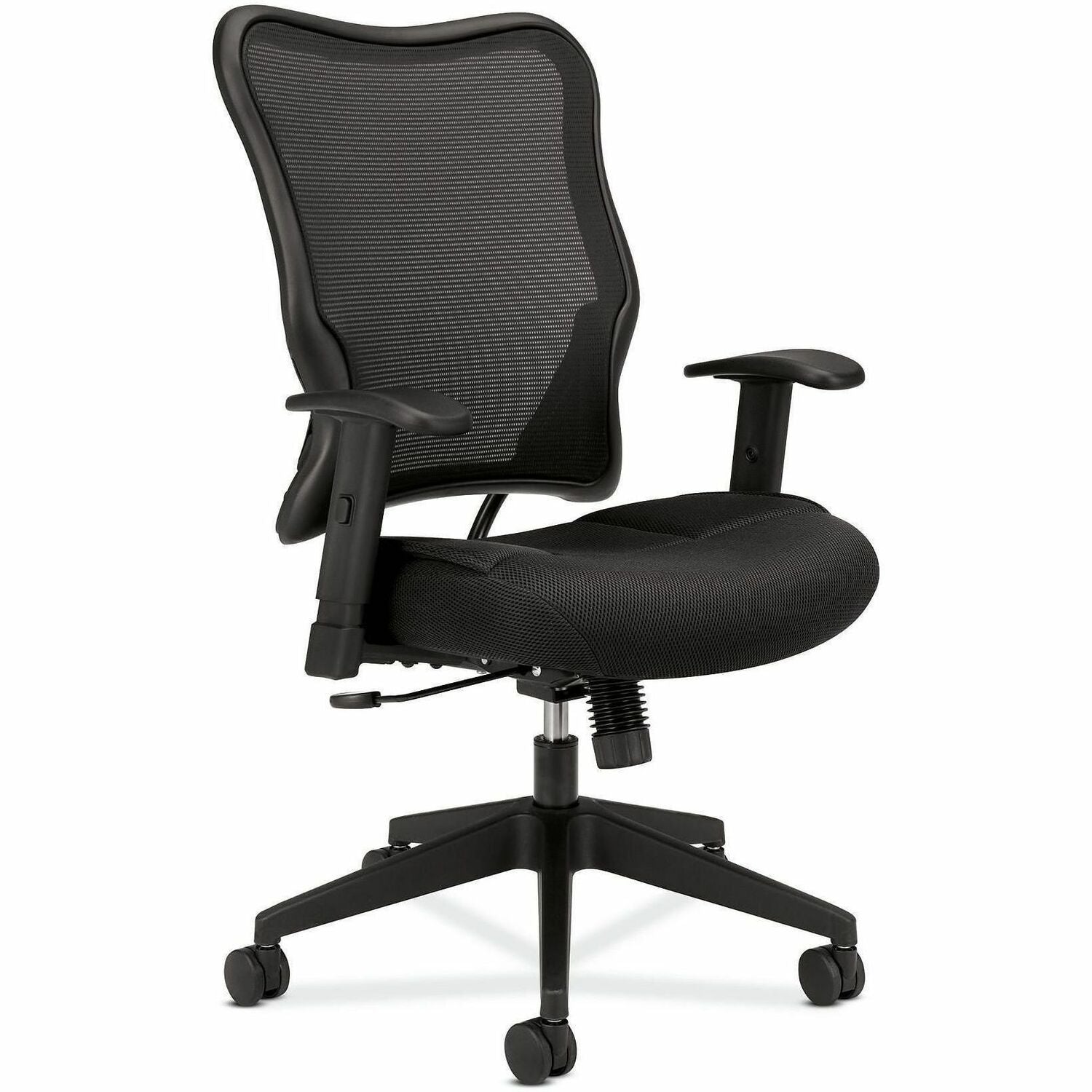 HON Wave Chair - Black Seat Color - Fabric Seat Material - Black Back Color - Reinforced Resin, Mesh Back Material - Black Frame Color - Reinforced Resin Frame Material - High Back - 5-star Base - Black - 1 Each