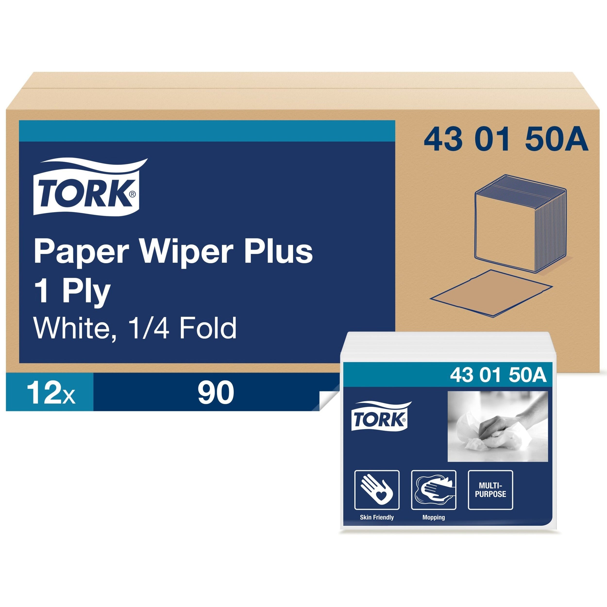 1 Ply - Quarter-fold - 12.50" Width x 13" Length - White - Paper - 90/Pack - 12 / Carton
