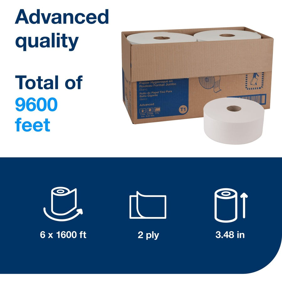 2 Ply - 10" Roll Diameter - 2 11/32" Core - White - Fiber, Paper - 6 Roll