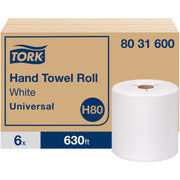 TORK Hand Towel Roll White H80 - 1 Ply - Multifold - 7.80" Roll Diameter - 1 15/16" Core - White - Fiber, Paper - 6 Roll
