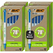 BIC Ecolutions Clic Stic Ballpoint Pen - 1 mm Medium Pen Point - Retractable - Blue Ink - Semi Clear Barrel - 48 / Pack