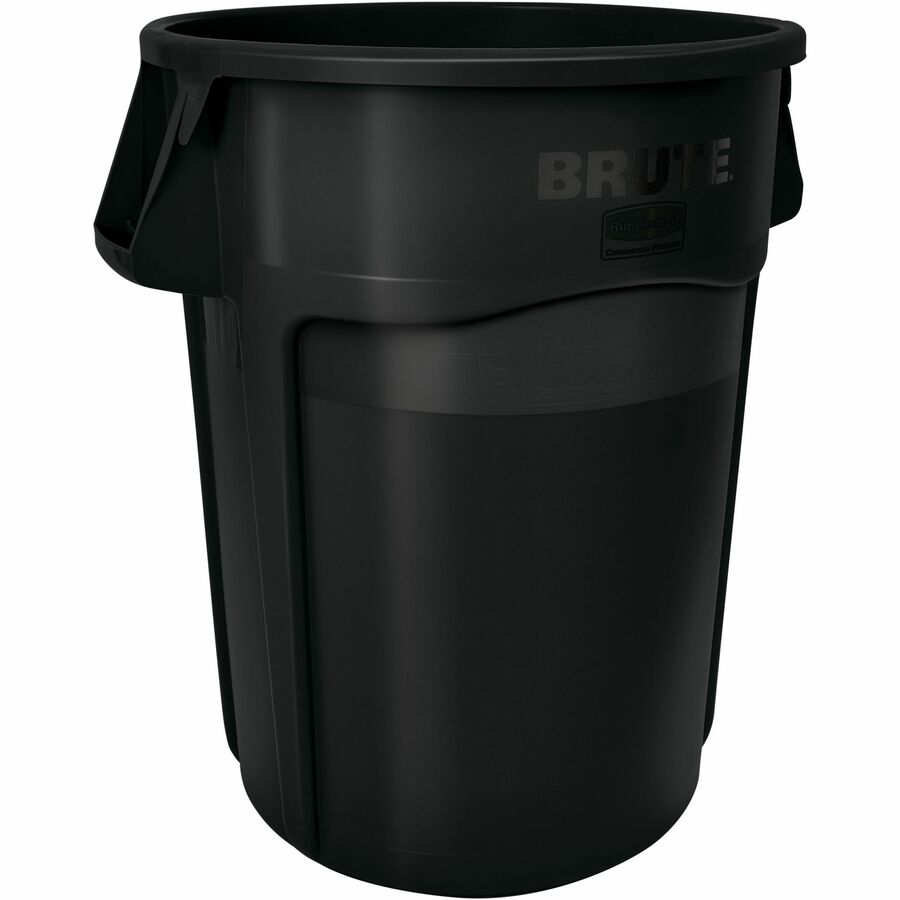 Rubbermaid Commercial Vented Brute 32-Gallon Round Black Resin Container, 1 Each