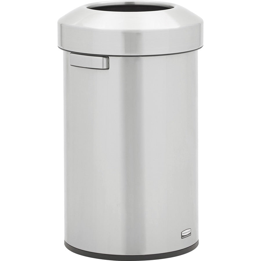 Rubbermaid Commercial Refine Waste Container - 16 gal Capacity - Round - Ergonomic Handle, Non-skid, Fingerprint Resistant, Durable - 26.3" Height x 15.9" Width - Metal - Stainless Steel - 1 Each