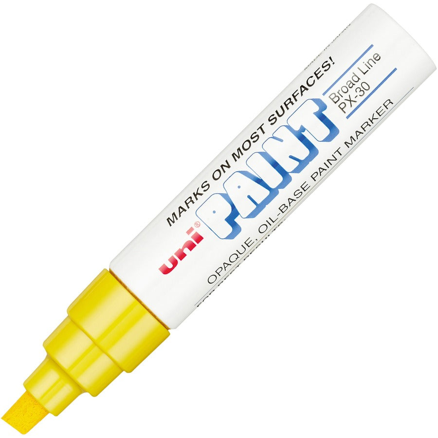 uniball™ uni-Paint PX-30 Oil-Based Paint Marker - Broad Chisel Marker Point - Yellow Ink - Oil Based - 6 / Box
