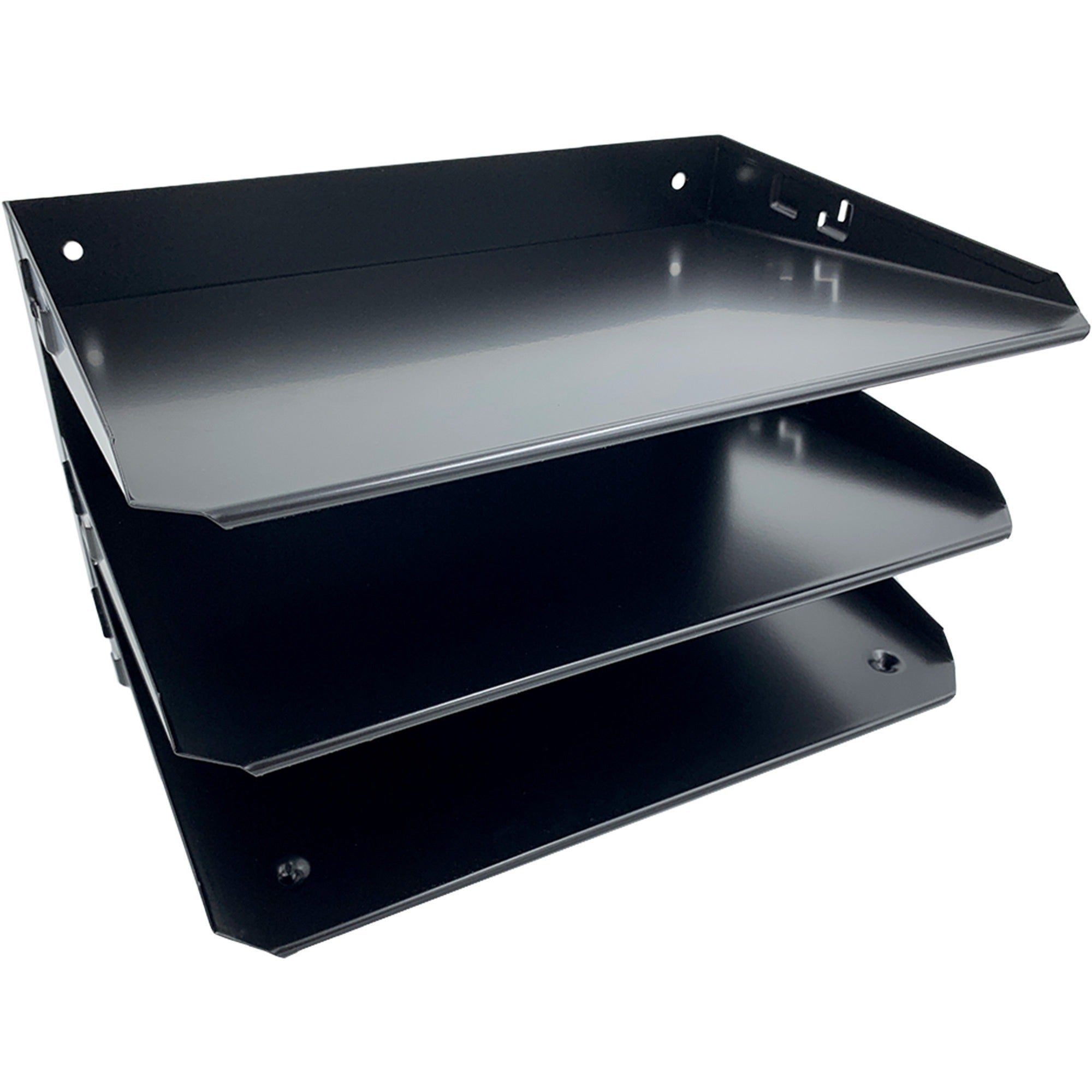 Huron Horizontal Slots Desk Organizer - 6 Compartment(s) - Horizontal - 6" Height x 12" Width x 8.75" Depth - Durable - Black - Steel - 1 Each