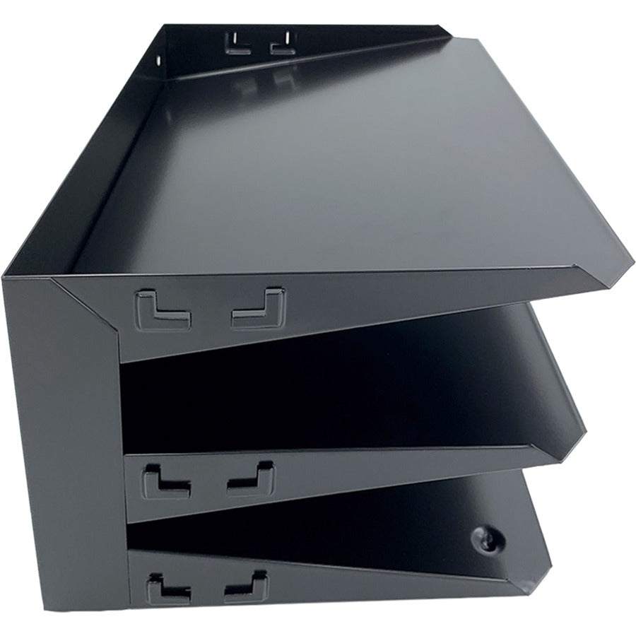 Huron Horizontal Slots Desk Organizer - 6 Compartment(s) - Horizontal - 6" Height x 12" Width x 8.75" Depth - Durable - Black - Steel - 1 Each