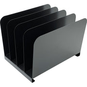 Huron Vertical Desk Organizer - 4 Compartment(s) - Vertical - 7.75" Height x 11" Width x 11" Depth - Durable - Black - Steel - 1 Each