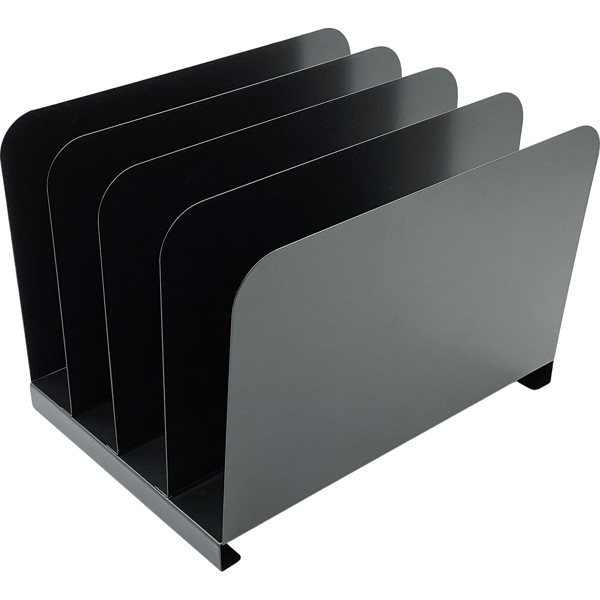 Huron Vertical Desk Organizer - 4 Compartment(s) - Vertical - 7.75" Height x 11" Width x 11" Depth - Durable - Black - Steel - 1 Each