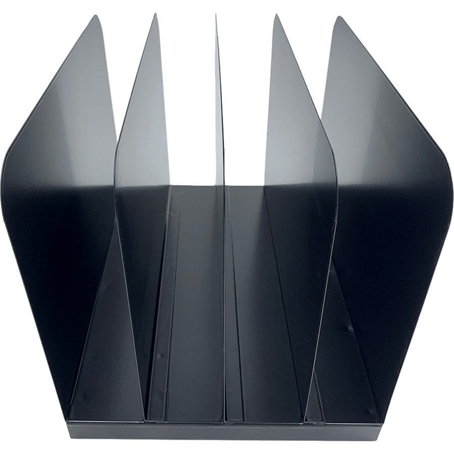 Huron Vertical Desk Organizer - 4 Compartment(s) - Vertical - 7.75" Height x 11" Width x 11" Depth - Durable - Black - Steel - 1 Each