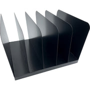 Huron Vertical Desk Organizer - 5 Compartment(s) - Vertical - 7.75" Height x 11" Width x 12.50" Depth - Durable - Black - Steel - 1 Each