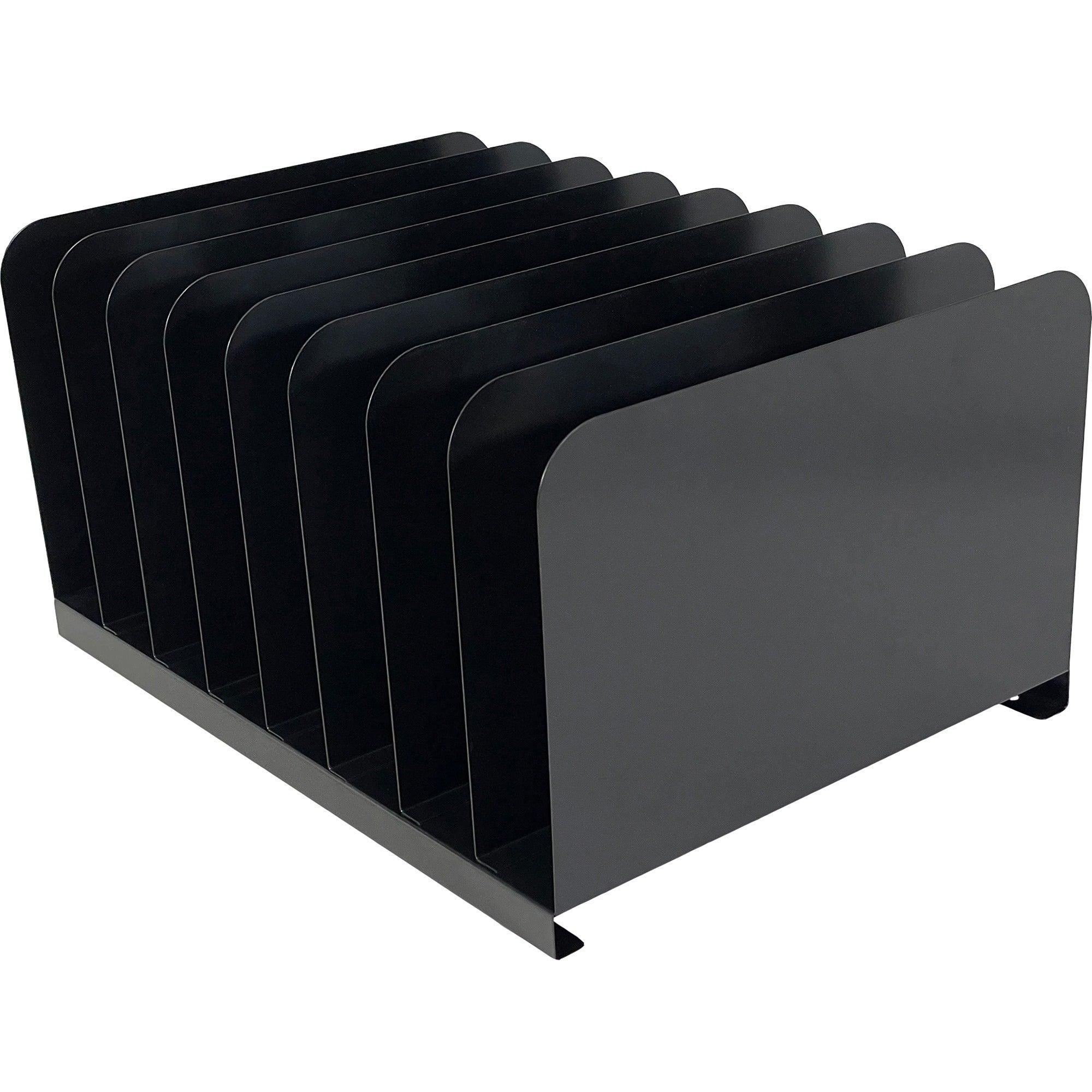 Huron Vertical Desk Organizer - 8 Compartment(s) - Vertical - 7.75" Height x 11" Width x 15" Depth - Durable - Black - Steel - 1 Each