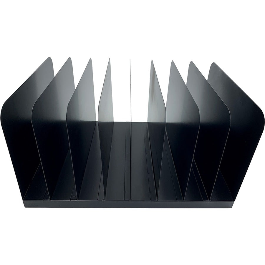 Huron Vertical Desk Organizer - 8 Compartment(s) - Vertical - 7.75" Height x 11" Width x 15" Depth - Durable - Black - Steel - 1 Each