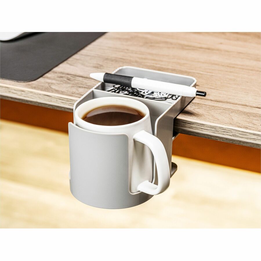 3.54" Height x 3.94" Width x 7.04" Depth - Cup Holder, Durable, Spill Resistant, Portable, Spring Loaded - Gray - Acrylonitrile Butadiene Styrene (ABS) - 1 Each