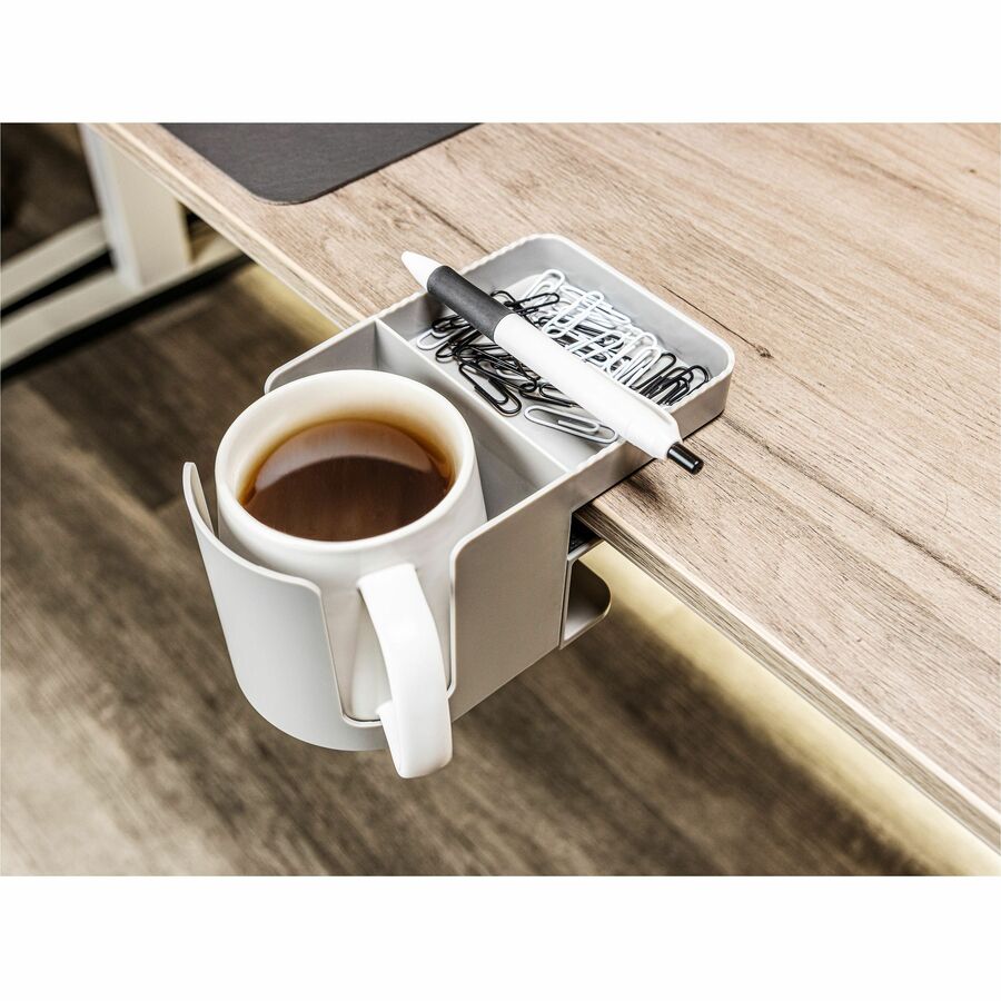 3.54" Height x 3.94" Width x 7.04" Depth - Cup Holder, Durable, Spill Resistant, Portable, Spring Loaded - Gray - Acrylonitrile Butadiene Styrene (ABS) - 1 Each