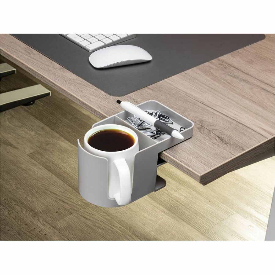 3.54" Height x 3.94" Width x 7.04" Depth - Cup Holder, Durable, Spill Resistant, Portable, Spring Loaded - Gray - Acrylonitrile Butadiene Styrene (ABS) - 1 Each