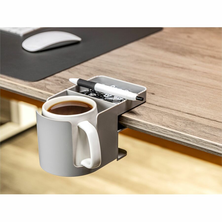 3.54" Height x 3.94" Width x 7.04" Depth - Cup Holder, Durable, Spill Resistant, Portable, Spring Loaded - Gray - Acrylonitrile Butadiene Styrene (ABS) - 1 Each