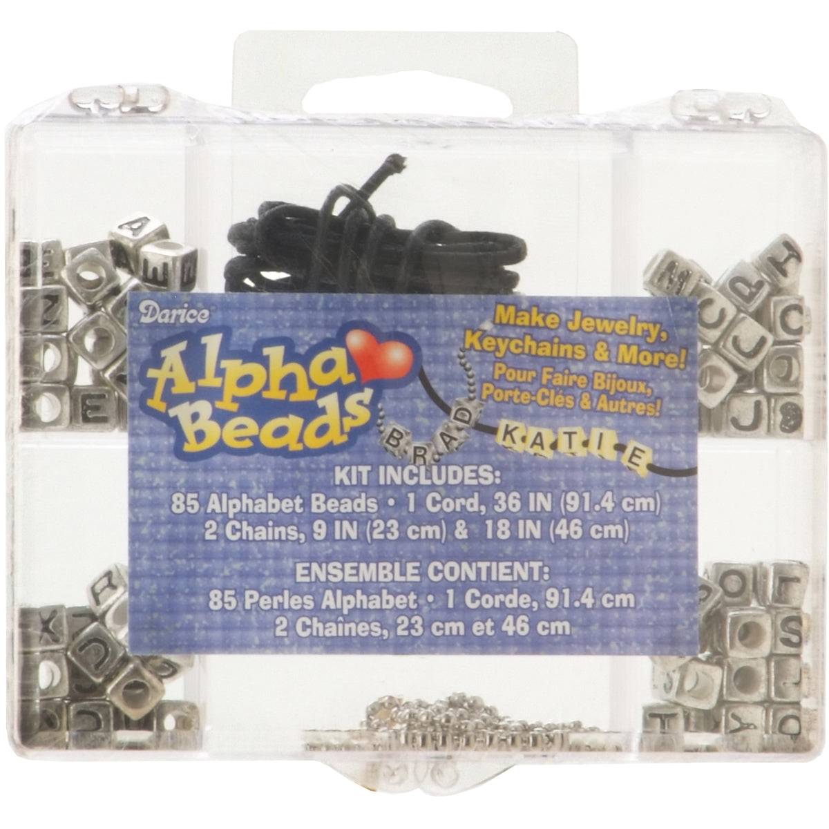 Darice Plastic Alphabet Bead Kit, 85pc, 6mm W/Cord