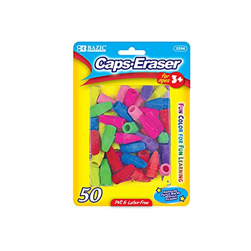 BAZIC Arrowhead Neon Eraser Top  Pencil Tops Erasers  Pack of 50