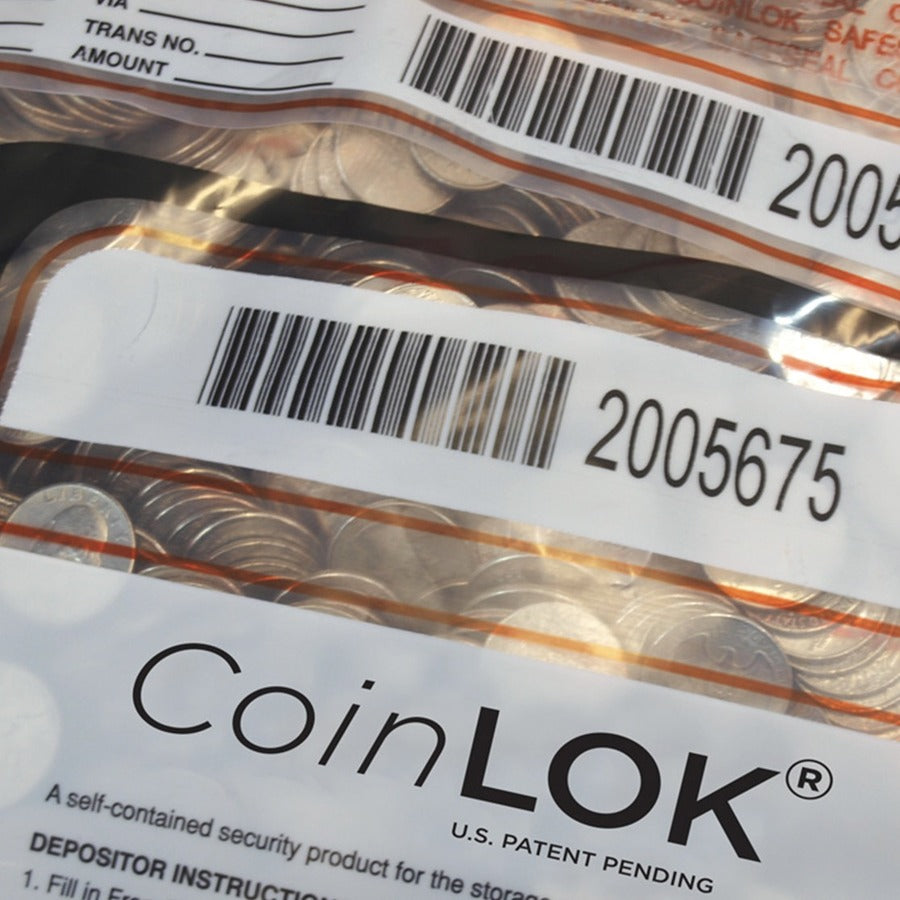 ControlTek CoinLOK Plastic Coin Bags - 25" Length x 12" Width - Clear - Plastic - Coin - 50 / Pack