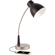 22" Height x 3" Width - LED Bulb - Silver, Matte Black - Flexible Neck, Adjustable Height, Adjustable Brightness, USB Charging, ClearSun LED, Energy Saving, Touch-activated - 420 lm Lumens - Metal - Desk Mountable - Black - for Home, Office, Desk