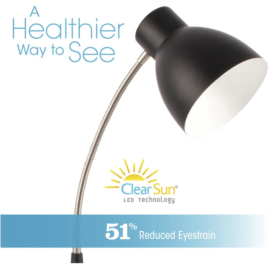 22" Height x 3" Width - LED Bulb - Silver, Matte Black - Flexible Neck, Adjustable Height, Adjustable Brightness, USB Charging, ClearSun LED, Energy Saving, Touch-activated - 420 lm Lumens - Metal - Desk Mountable - Black - for Home, Office, Desk
