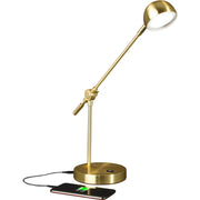 18" Height x 4" Width - LED Bulb - Adjustable Height, USB Charging, Adjustable Shade, Touch-activated, Adjustable Brightness, ClearSun LED, Energy Saving - 300 lm Lumens - Brass, Metal - Desk Mountable - Brown, Brass - for Desk