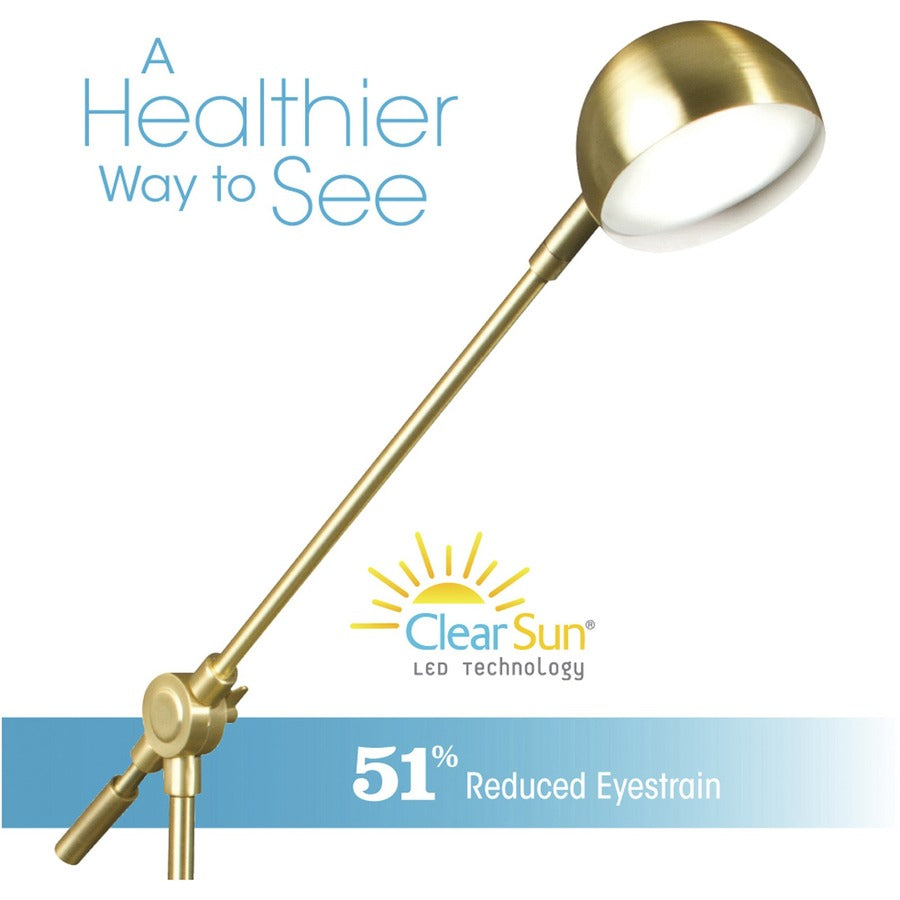 18" Height x 4" Width - LED Bulb - Adjustable Height, USB Charging, Adjustable Shade, Touch-activated, Adjustable Brightness, ClearSun LED, Energy Saving - 300 lm Lumens - Brass, Metal - Desk Mountable - Brown, Brass - for Desk
