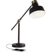 18" Height x 4" Width - LED Bulb - Black, Antique Brass - Adjustable Arm, Adjustable Shade, Energy Saving, USB Charging, ClearSun LED - 428 lm Lumens - Metal - Desk Mountable - Brown - for Office, Living Room, Bedroom, Desk