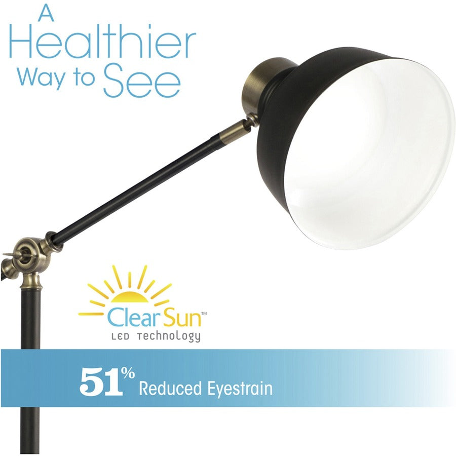 18" Height x 4" Width - LED Bulb - Black, Antique Brass - Adjustable Arm, Adjustable Shade, Energy Saving, USB Charging, ClearSun LED - 428 lm Lumens - Metal - Desk Mountable - Brown - for Office, Living Room, Bedroom, Desk