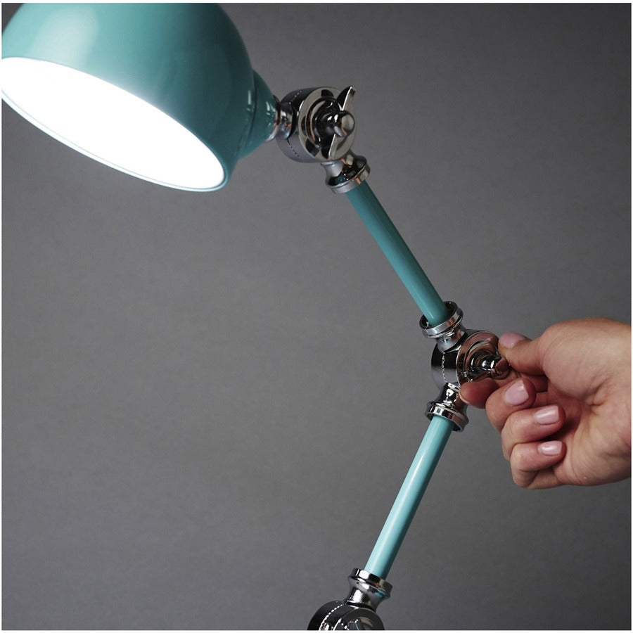 15.5" Height x 6" Width - LED Bulb - USB Charging, Adjustable Brightness, Touch-activated, Adjustable Height, Adjustable Knob, ClearSun LED, Energy Saving - 400 lm Lumens - Metal - Desk Mountable - Blue, Turquoise - for Tablet, Phone, Desk
