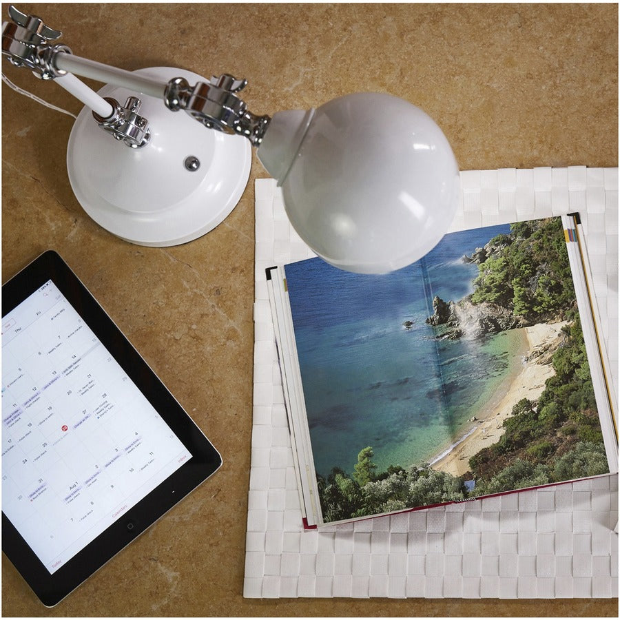 15.5" Height x 6" Width - LED Bulb - USB Charging, Adjustable Brightness, Touch-activated, Adjustable Height, Adjustable Knob, ClearSun LED, Energy Saving - 400 lm Lumens - Metal - Desk Mountable - White - for Tablet, Phone, Smartphone, Desk