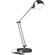 OttLite Wellness Series Refine LED Desk Lamp, 24" Height, Brushed Nickel/White, Metal, 400 lm, USB Charging, Adjustable Brightness, Touch-Activated, Adjustable Height/Angle/Knob, ClearSun LED, Desk Mountable, 1 Each
