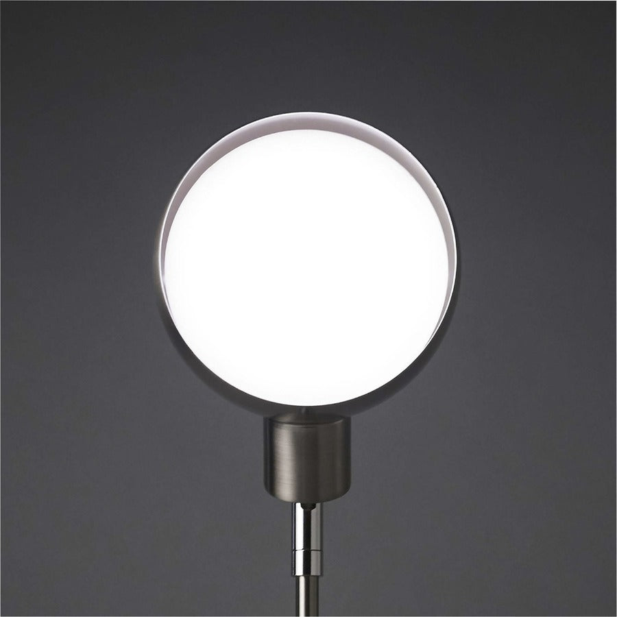 OttLite Wellness Series Refine LED Desk Lamp, 24" Height, Brushed Nickel/White, Metal, 400 lm, USB Charging, Adjustable Brightness, Touch-Activated, Adjustable Height/Angle/Knob, ClearSun LED, Desk Mountable, 1 Each
