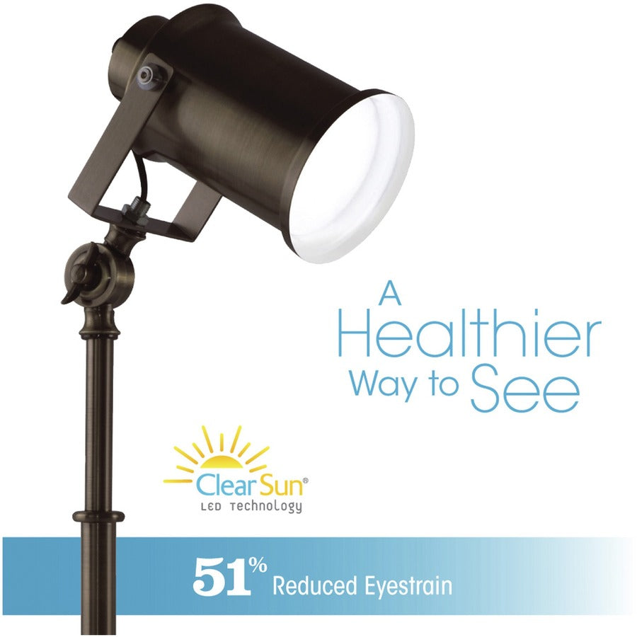 22" Height x 9" Width - LED Bulb - Adjustable, Adjustable Height, Adjustable Brightness, USB Charging, ClearSun LED, Touch-activated, Energy Saving - 485 lm Lumens - Metal - Desk Mountable - Brown, Bronze - for Desk